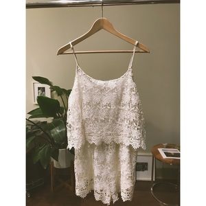 White Lace Sleeveless Romper